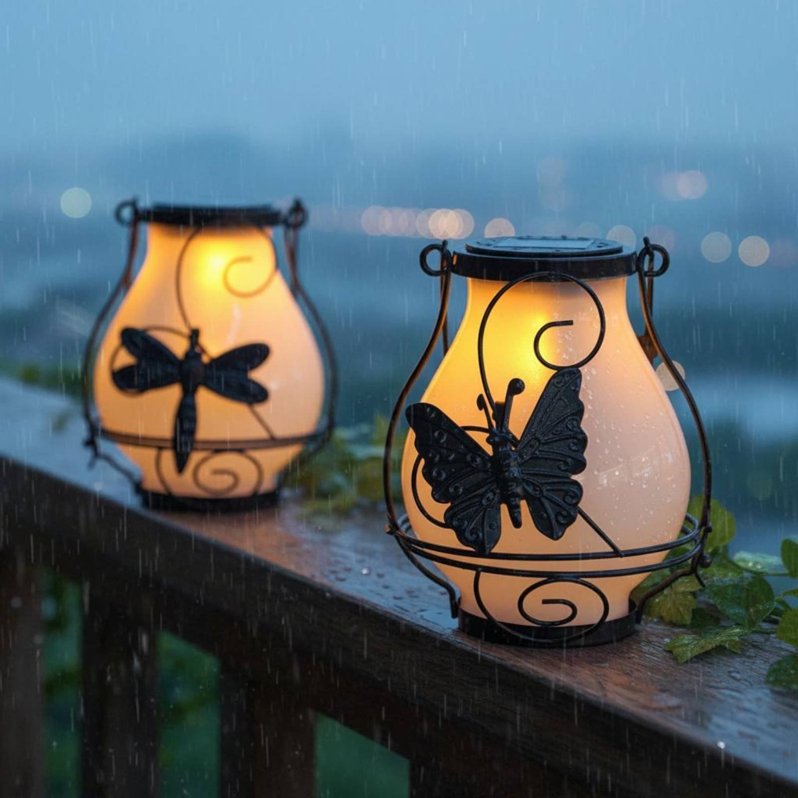 Outdoor Lighting Decoration - Linterna Solar con Forma de Mariposa,