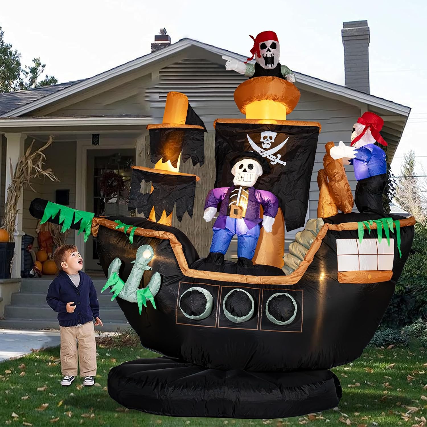 Outdoor Lighting Yard Stakes - Decoración inflable de Halloween para exteriores,