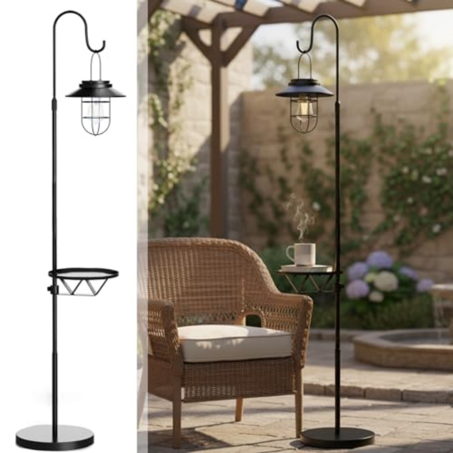 Lámpara Solar de Pie con Mesa, - Outdoor Lighting For Patio reseña y precio