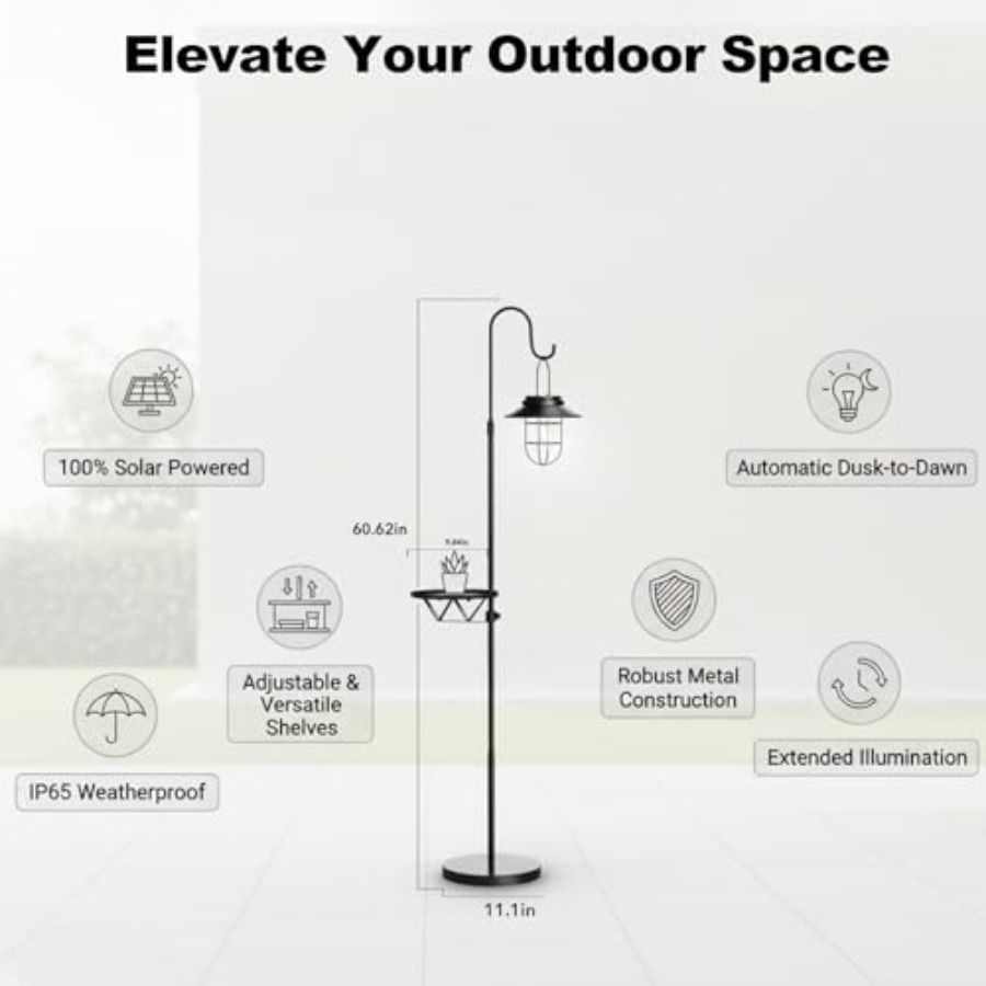 Lámpara Solar de Pie con Mesa, - Outdoor Lighting For Patio reseña y precio