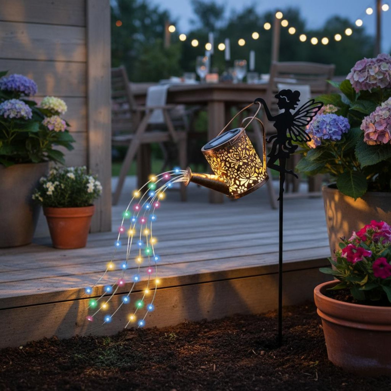 Luz solar decorativa con proye - Outdoor Lighting For Patio reseña y precio