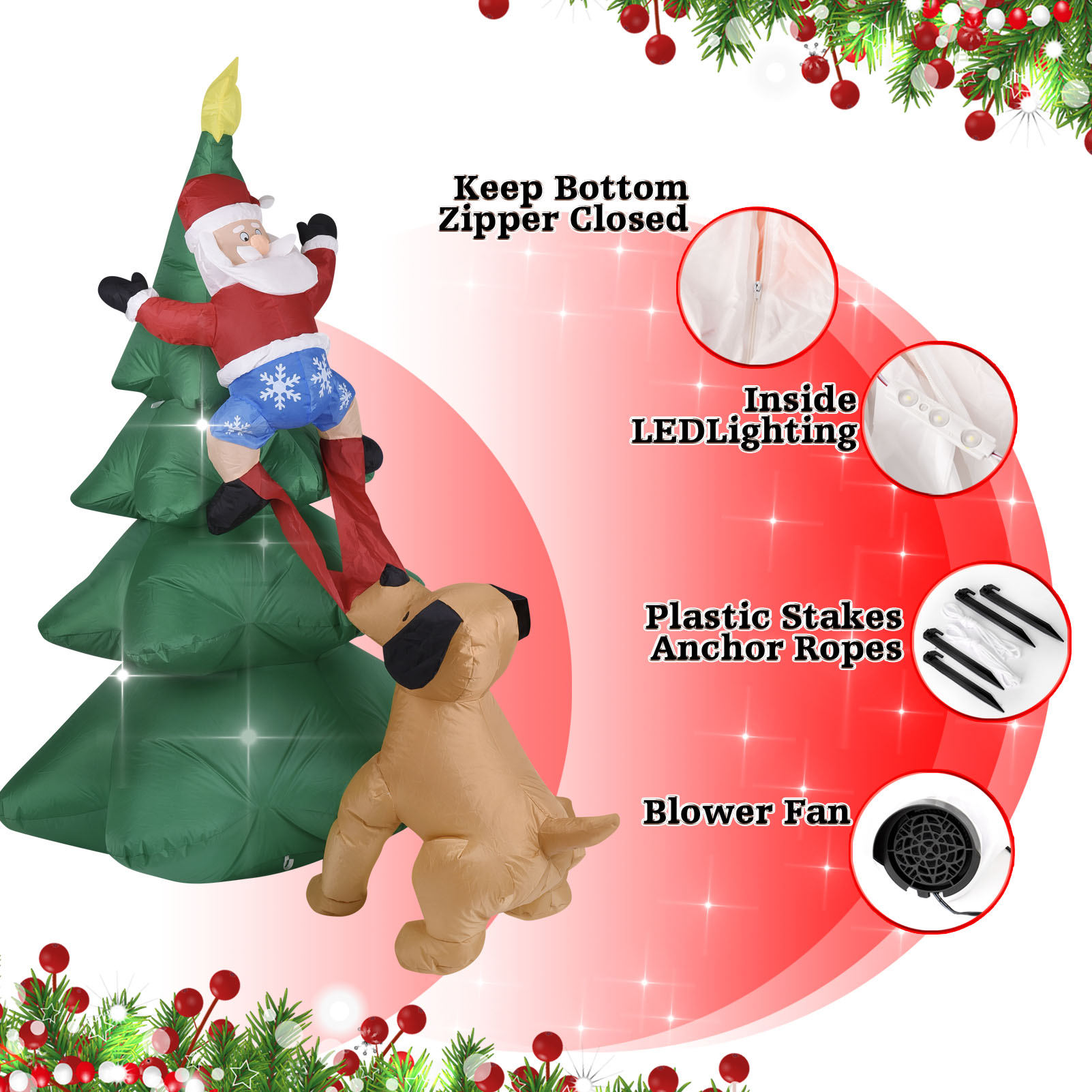 Perro inflable de Navidad con  - Outdoor Lighting Manufacturers reseña y precio