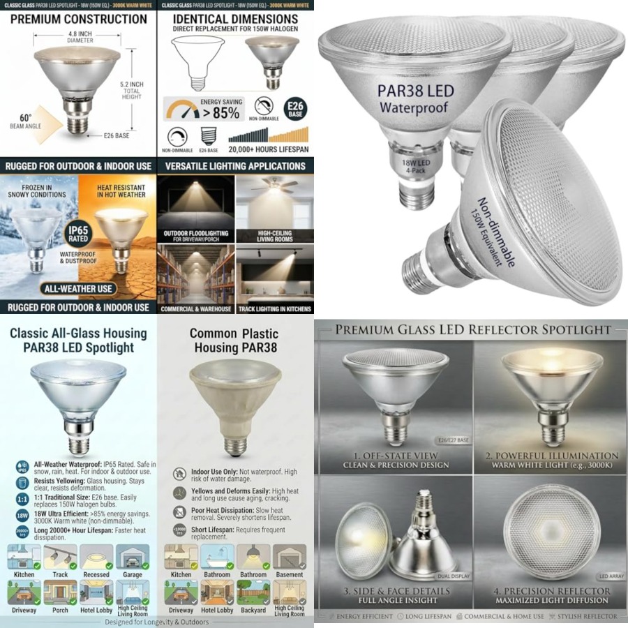 Bombillas LED PAR38 con Reflec - Outdoor Lighting Bulbs reseña y precio