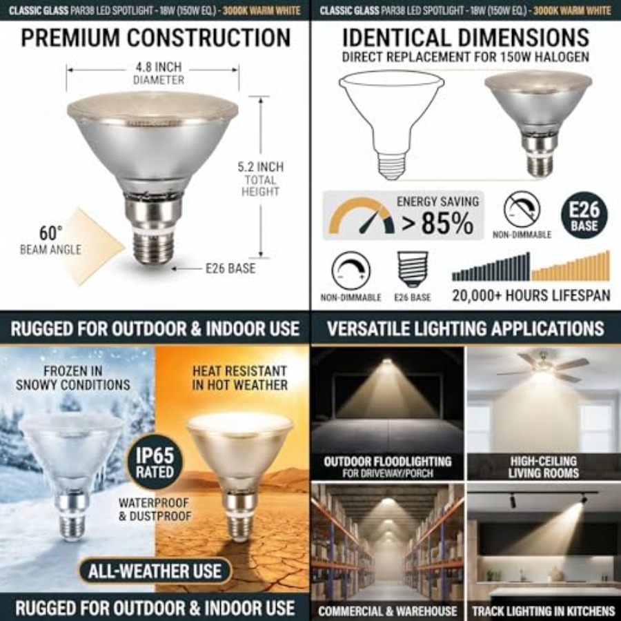 Bombillas LED PAR38 con Reflec - Outdoor Lighting Bulbs reseña y precio