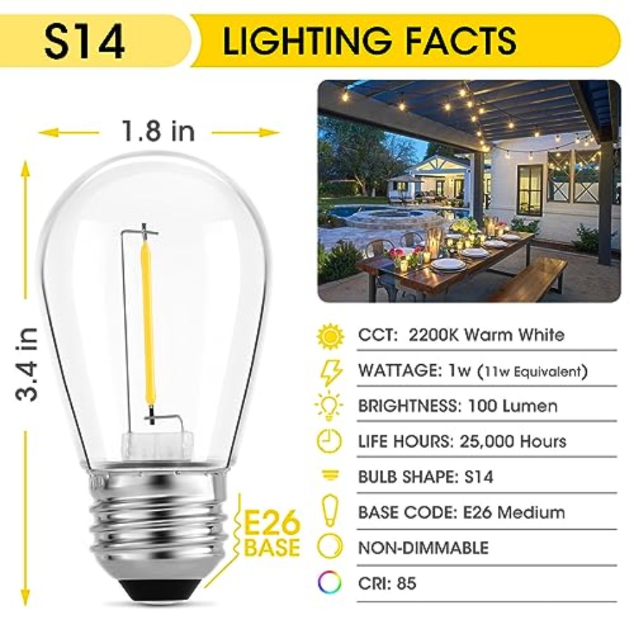 Paquete de 36 Bombillas LED S1 - Outdoor Lighting Bulbs reseña y precio