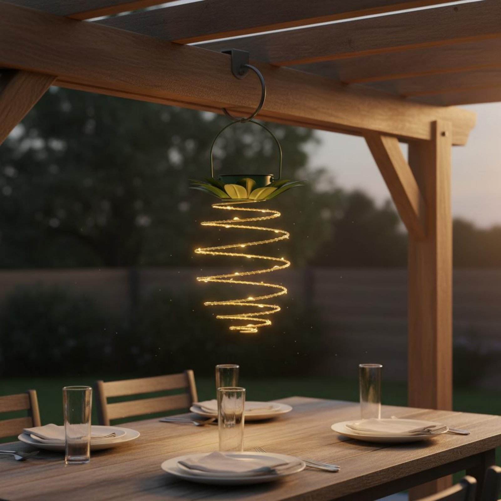 Lámpara solar con forma de piñ - Outdoor Lighting For Patio reseña y precio