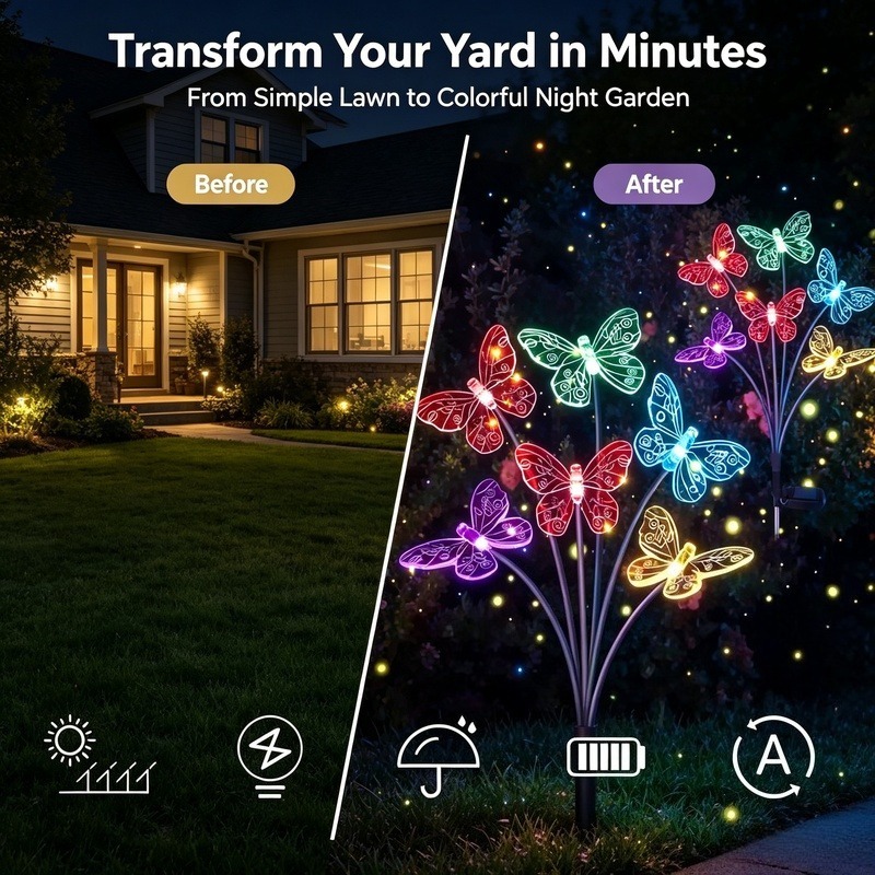 Luces de Mariposa con Energía  - Outdoor Lighting For Patio reseña y precio